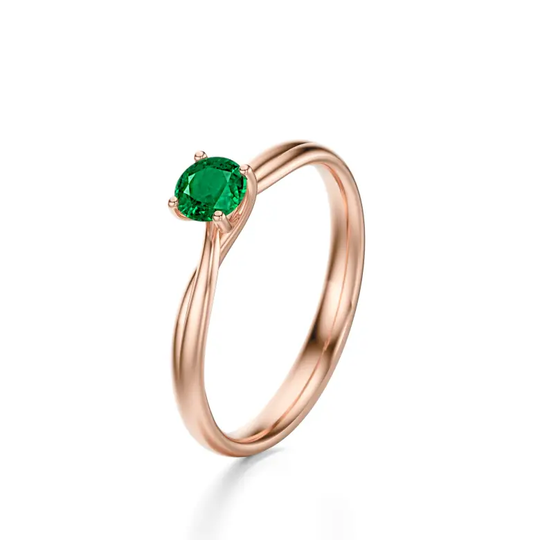 Pierścionek ze szmaragdem naturalnym różowe złoto AJPZ_059 Pierścionek ze szmaragdem naturalnym różowe złoto AJPZ_059